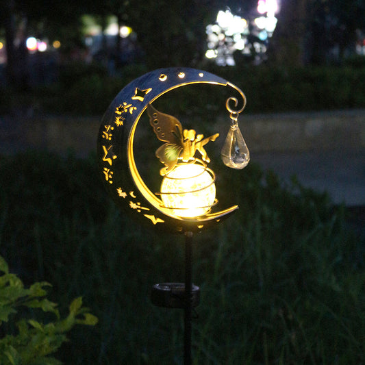 Enchanted Fairy & Crescent Moon Solar Garden Light